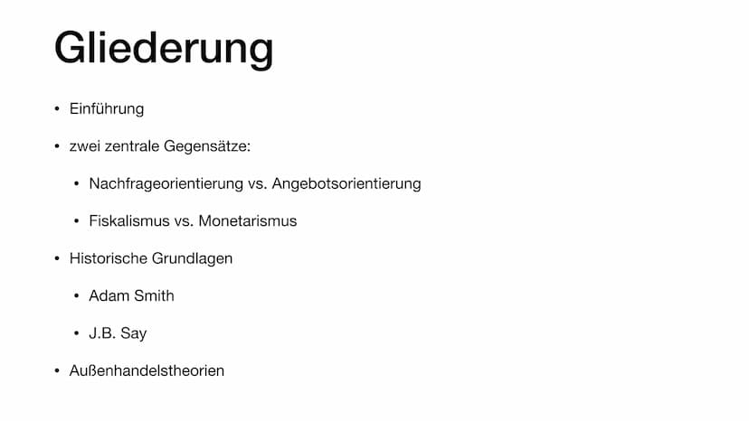 Wirtschaftspolitische Konzeptionen
Diese Präsentation soll eine Einführung in grundlegende Theorien der Volkswirtschaftslehre geben
und Schü