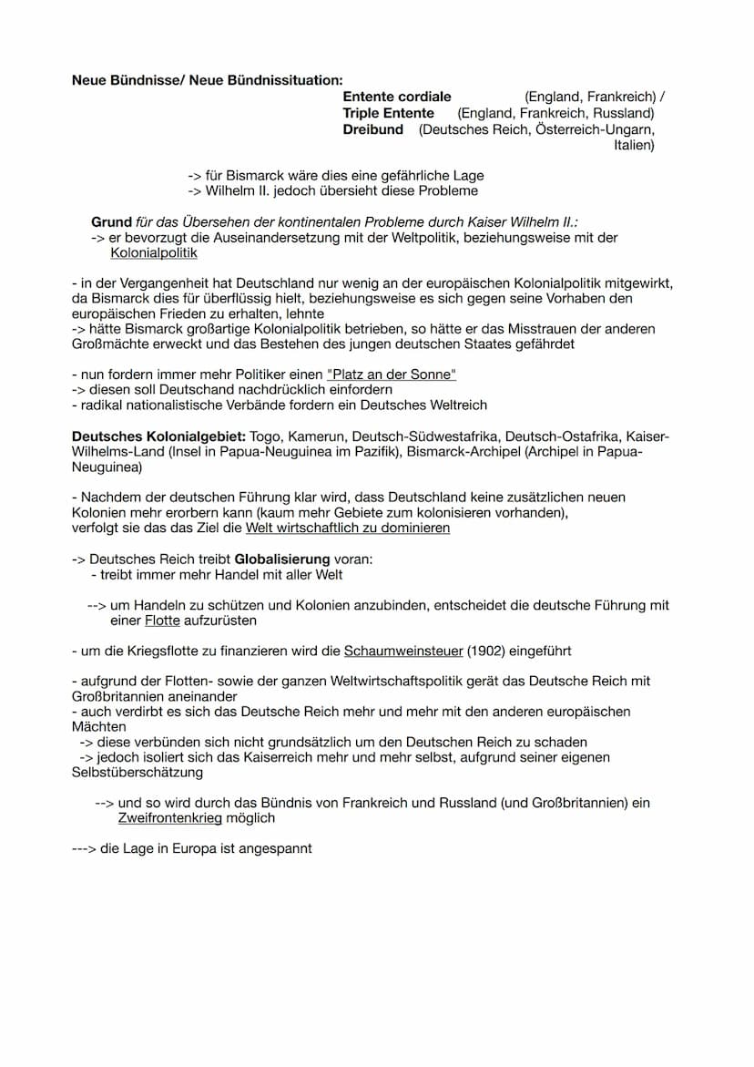 Außenpolitik im Deutschen Kaiserreich
Außenpolitik unter Bismarck
- Bismarck führte als preußischer Ministerpräsident drei Einigungskriege, 