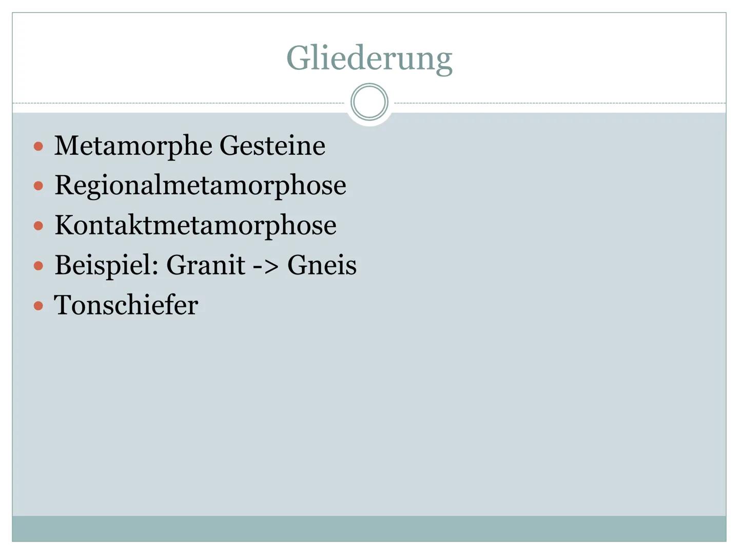 Allgemein:
●
●
●
Regionalmetamorphose:
●
Erdkunde
Metamorphe Gesteine
Handout
Metamorphose = Umwandlung
Metamorphose bei Gesteinsbildung = Ä