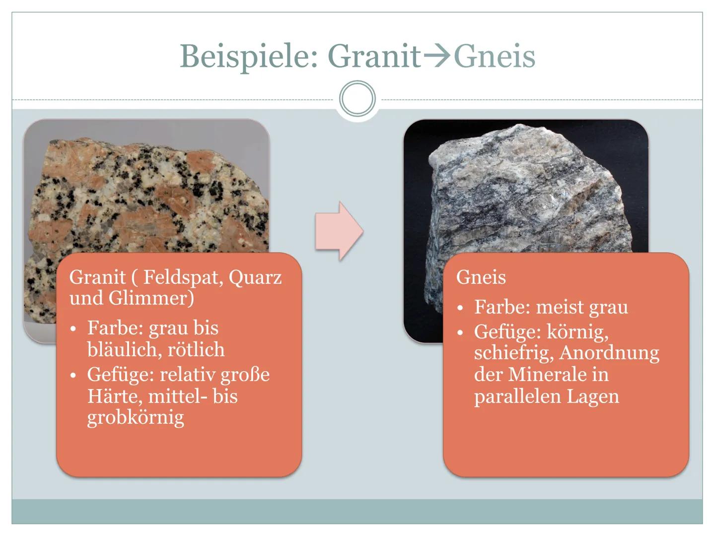 Allgemein:
●
●
●
Regionalmetamorphose:
●
Erdkunde
Metamorphe Gesteine
Handout
Metamorphose = Umwandlung
Metamorphose bei Gesteinsbildung = Ä