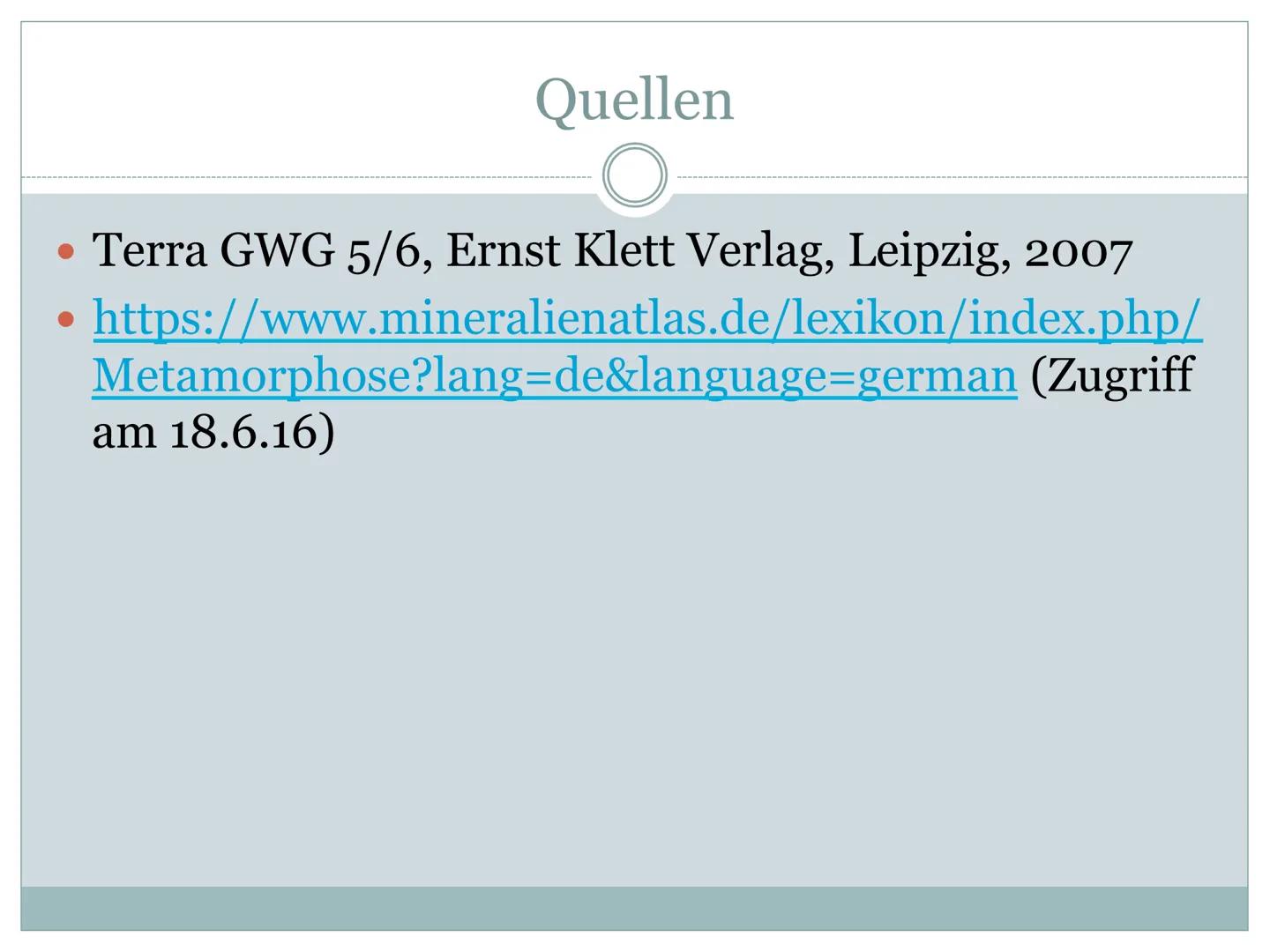 Allgemein:
●
●
●
Regionalmetamorphose:
●
Erdkunde
Metamorphe Gesteine
Handout
Metamorphose = Umwandlung
Metamorphose bei Gesteinsbildung = Ä