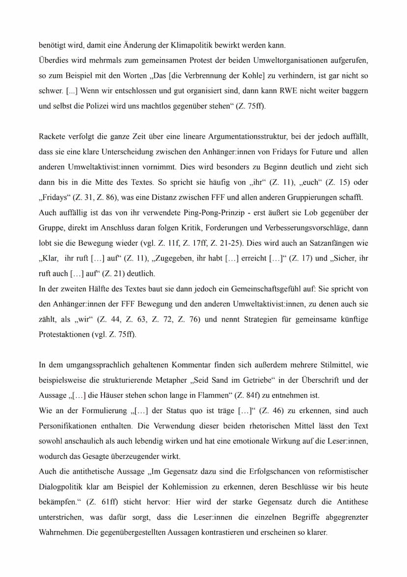 Analyse eines pragmatischen Texts
Der Gastkommentar ,,Seid Sand im Getriebe!", welcher am 13.09.2021 in der taz online erschienen
ist und vo
