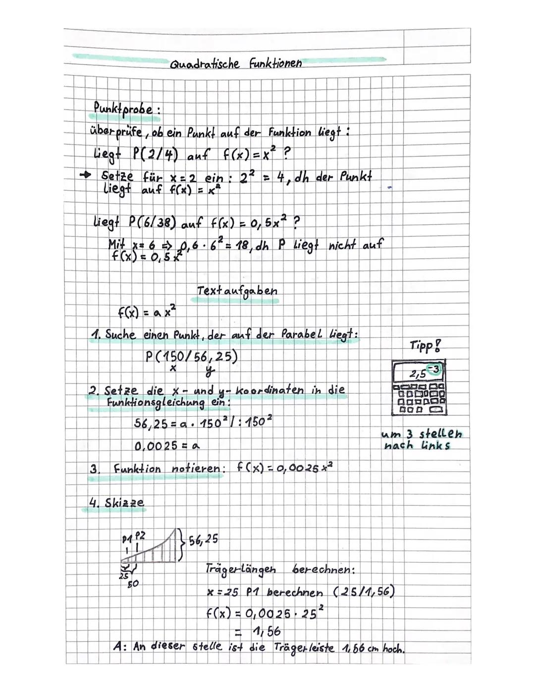 Quadratische funktionen.
A
3+
$f(x) = x^2$ = Normalparabel
2-
1-
2
-1-
-2-
MERKE: Parabel der funktionen
Am Faktor erkennt man, wie die
Para