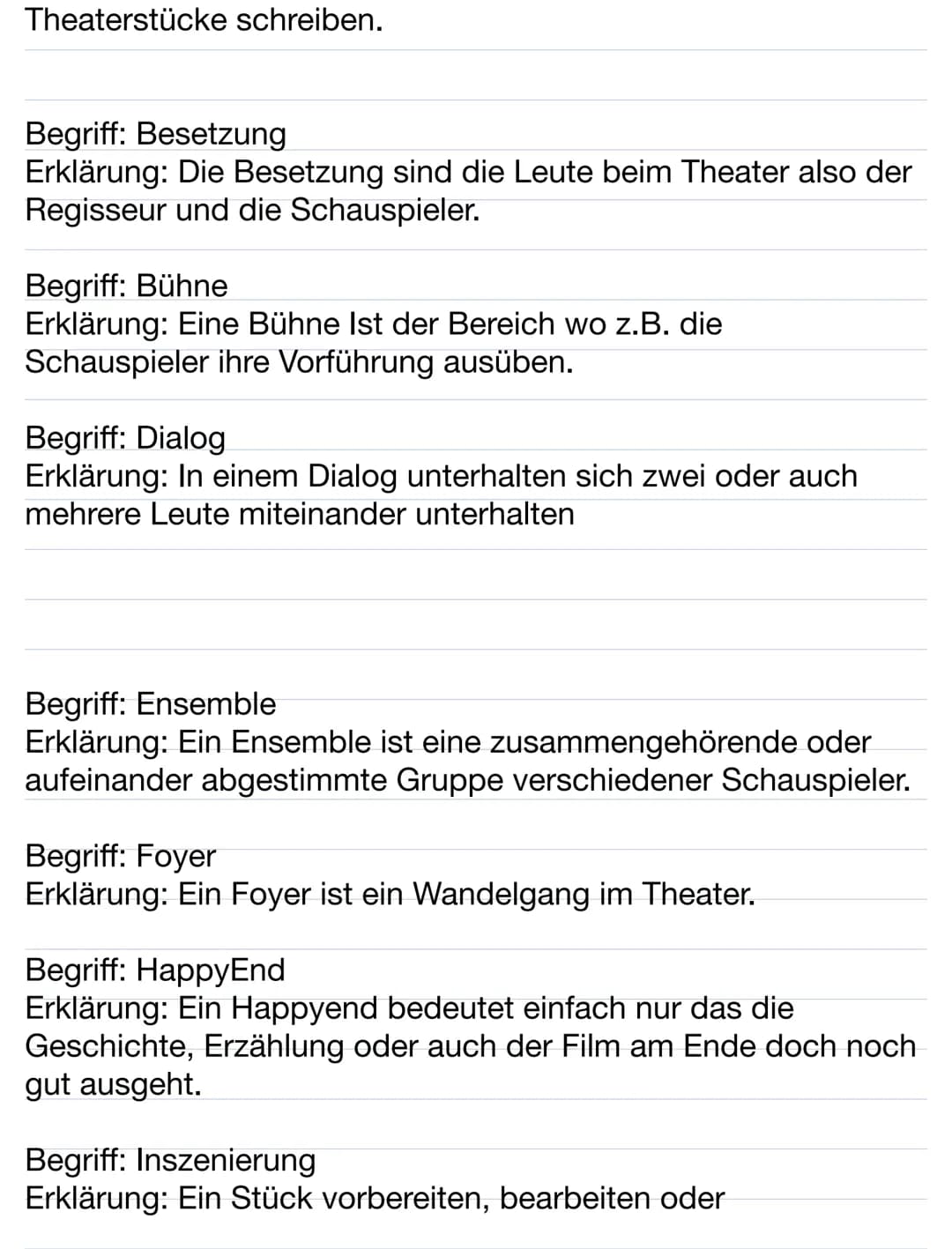 Glossar: Theaterbegriffe
Begriff: Abonnement
Erklärung: Ein Abonnement ist eine Dauer-Karte. Also das man
immer wieder ins Theater hinein ko