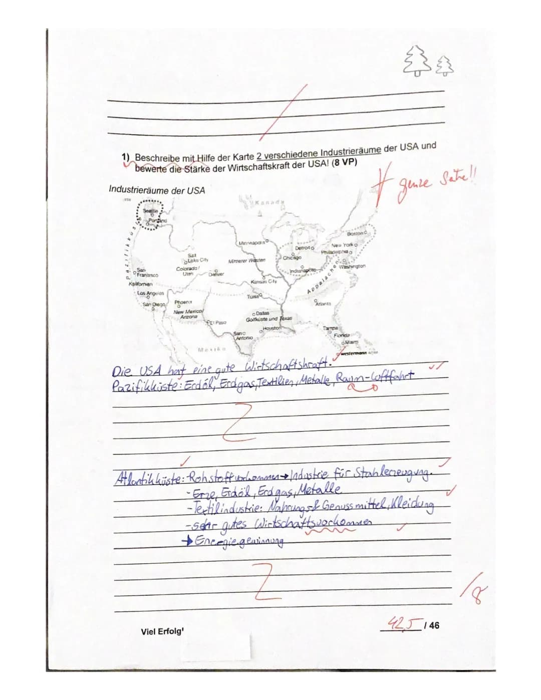 Klasse 8a/8b
1.Klassenarbeit VU/ Geo
am 13.12. 2017
Note:
· 125/1 1020
Naturraum Nordamerika/ USA
1) Topographie
a) Benenne die Landschaftsr