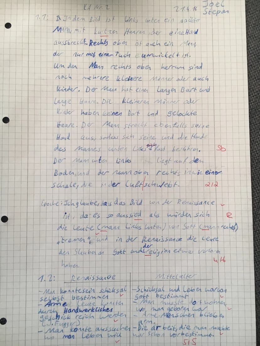 Geschichte Klasse 7b (Starigk)/ 21. April 2016
Das Leben im Mittelalter und in der Renaissance
Name: Joel Stepan
Mündlicher Eindruck: 1
Punk