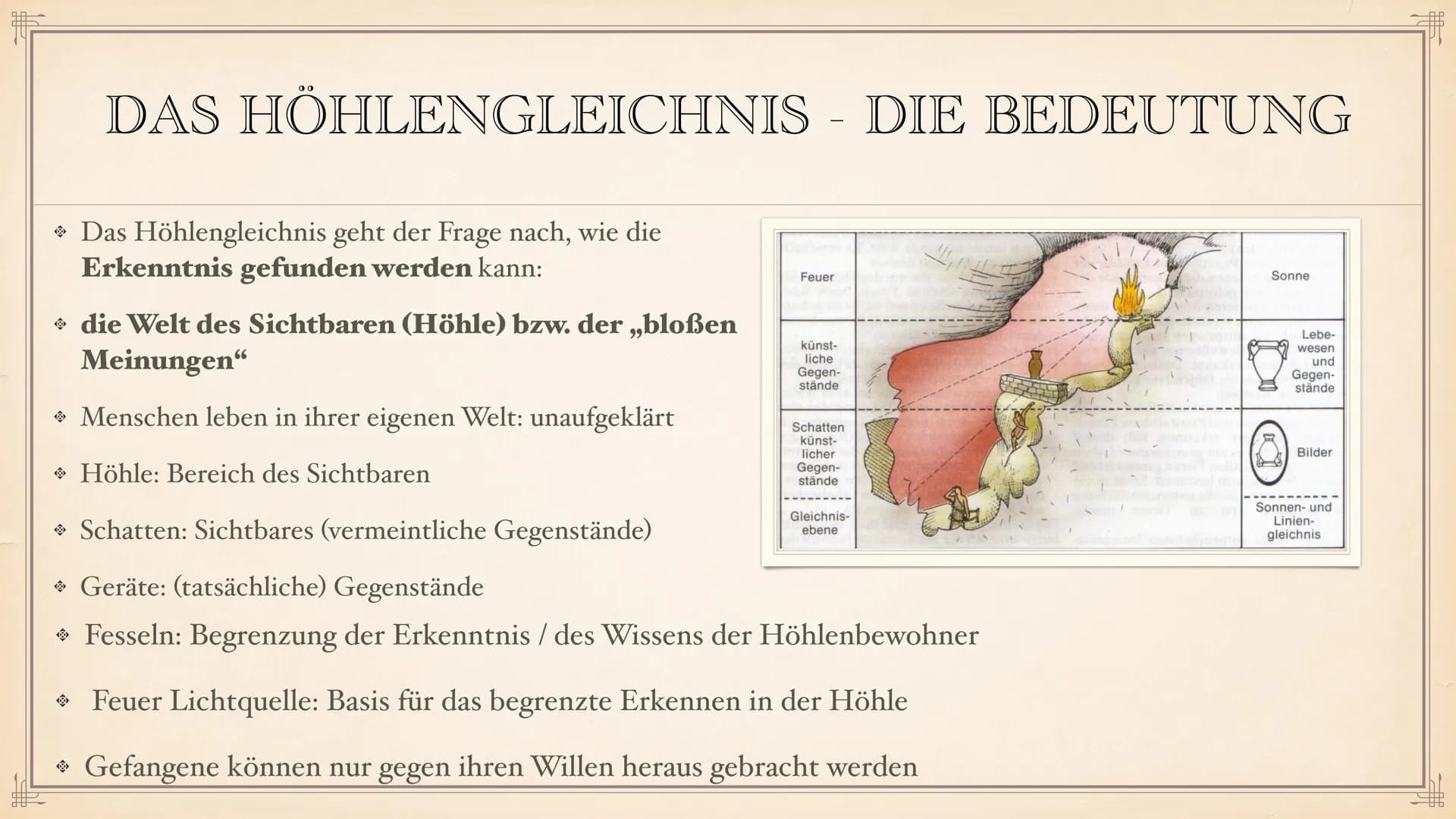 PLATONS
ERKENNTNISTHEORIE
EIN REFERAT VON LEONIE UND NURA ZU SEINER PERSON:
GEBOREN: UM 428 V. CHR. IN ATHEN
Sohn einer Einflussreichen Adel