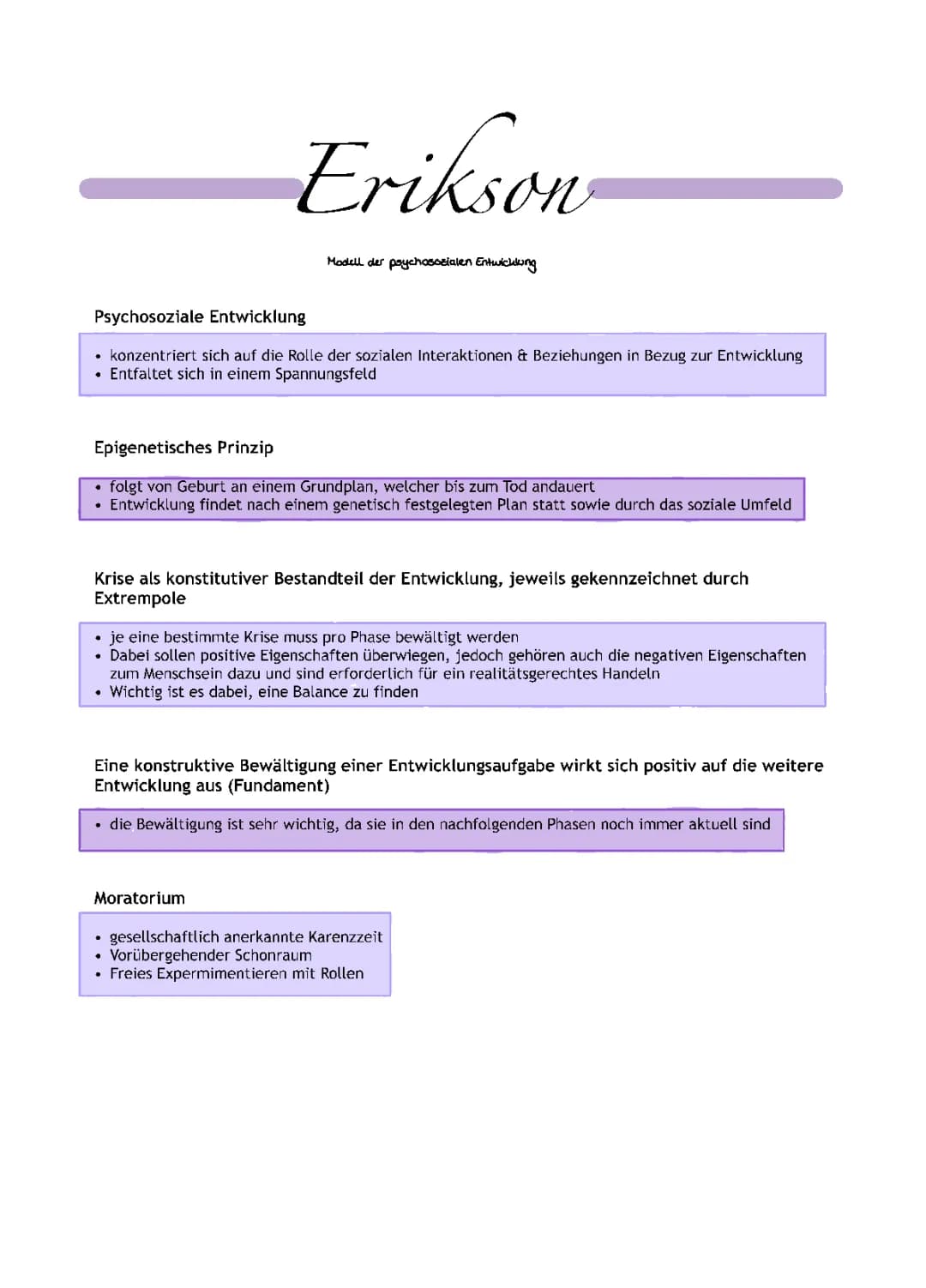 Erikson - Modell der psychosozialen Entwicklung 