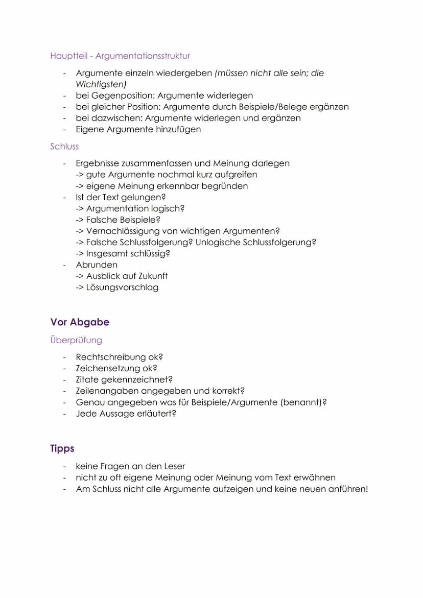 Vorarbeit
Textgebundene Erörterung schreiben
Text erfassen
1) Text aufmerksam lesen
II) Thesen herausarbeiten
III) Argumente herausarbeiten
