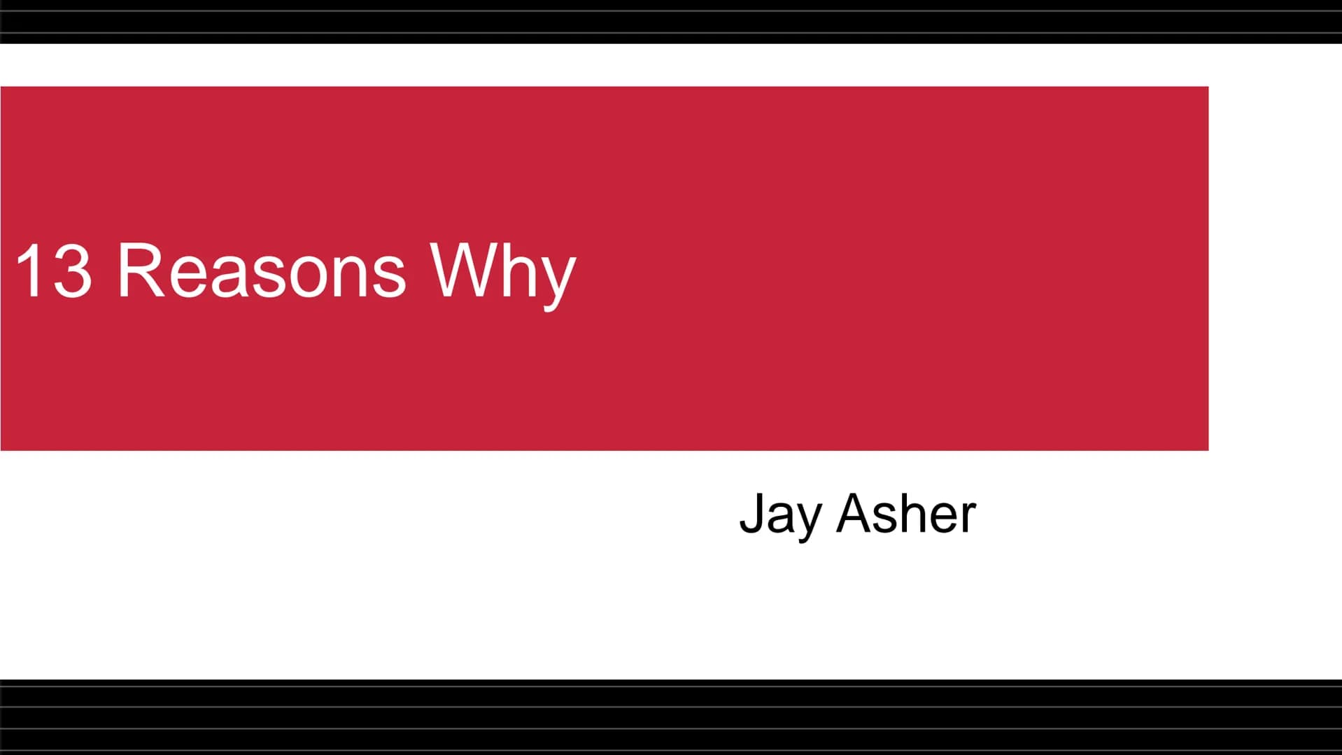 13 Reasons Why
Jay Asher Table of contents
.Jay Asher
.Main Characters
.Plot
.Read out a passage
.My Opinion
2 Jay Asher
.Born September 30,