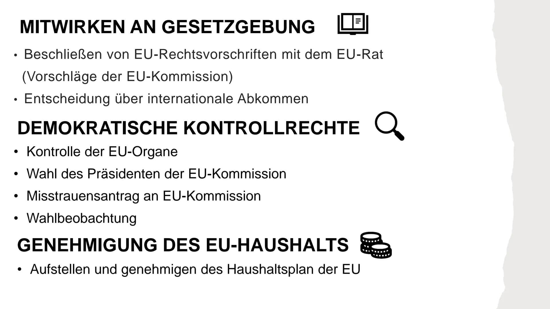DAS EUROPÄISCHE PARLAMENT
Von Leny, Rieke & Jette-Marie GLIEDERUNG
Was ist das Europäische Parlament?
Wahlen
Aufgaben
Ziele
Fraktionen
Quell