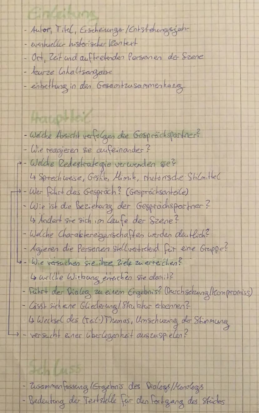 dra
a m e A SZ
se
an a 4 g s
le n
e
Handlung wird nicht erzählt, sondern dargestellt.
Zentrales Element eines Dramas ist der Dialog
↳ Gesprä