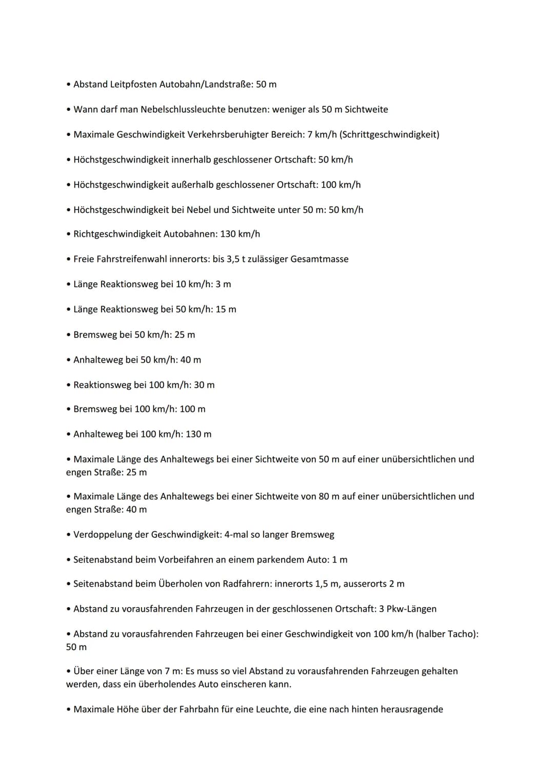 Wichtiges Wissen für die Theorieprüfung Klasse B
• Profiltiefe: mindestens 1,6 mm
• Ladung darf nach vorne um 50 cm hinausragen: ab einer Hö