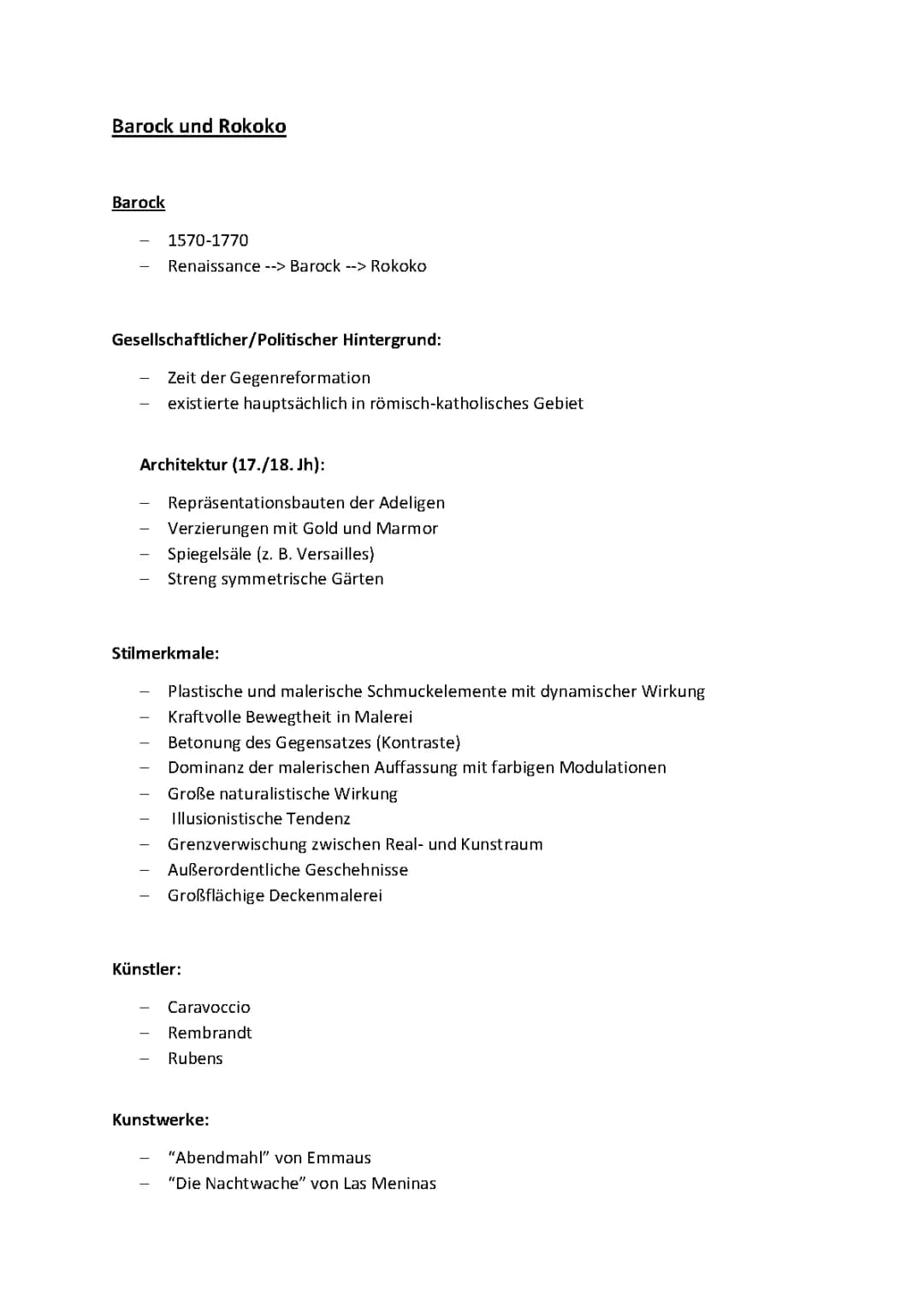 Barock und Rokoko: Merkmale, Architektur und Unterschiede