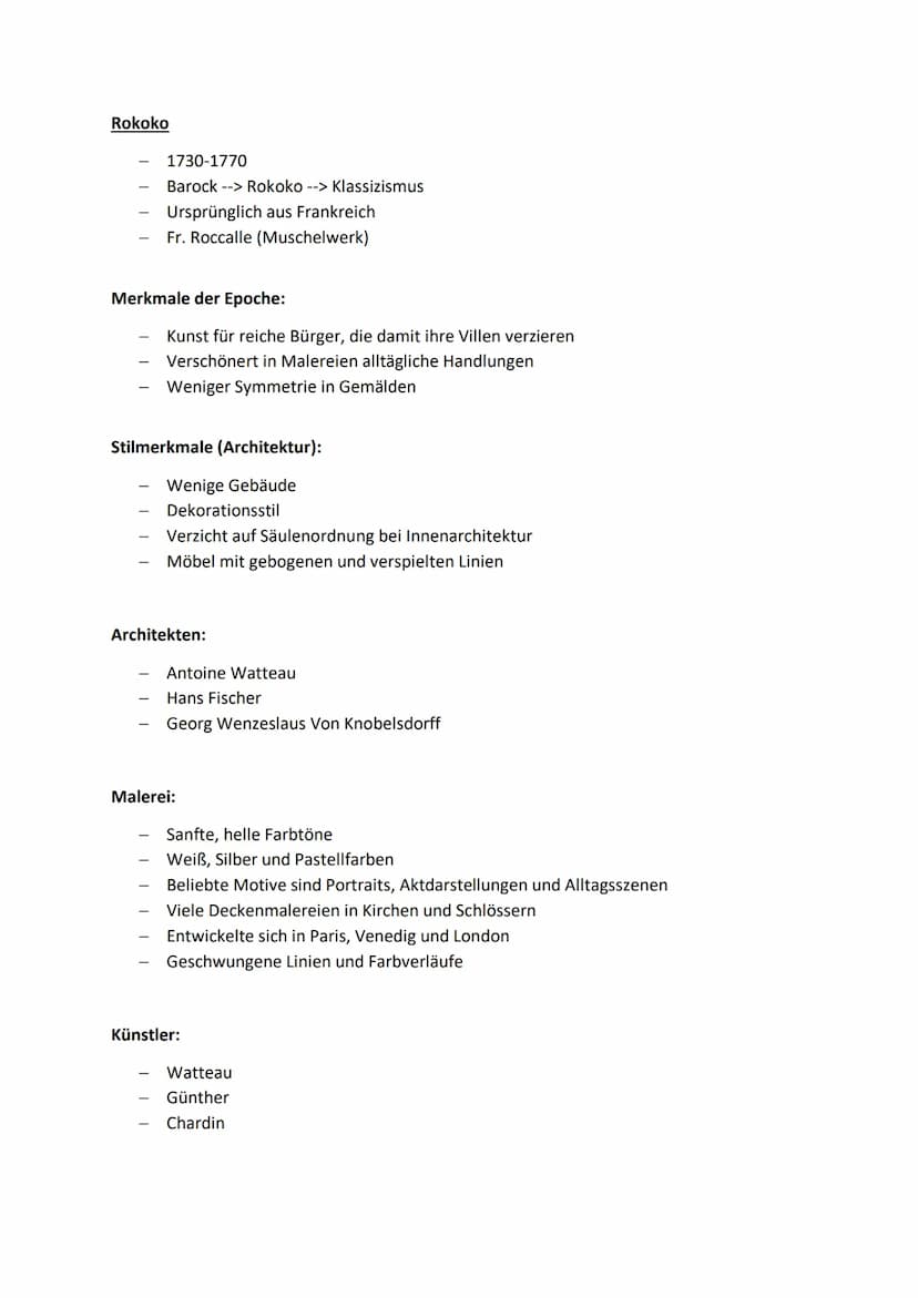 Barock und Rokoko
Barock
1570-1770
Renaissance --> Barock --> Rokoko
Gesellschaftlicher/Politischer Hintergrund:
Zeit der Gegenreformation
e