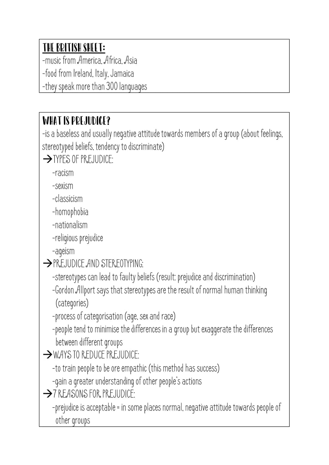 B RITAI
MULTI с ULT
DIVERSITY SHEET:
&
RALI
-there are negative and positive stereotypes
-but they leave little to no room for individuality