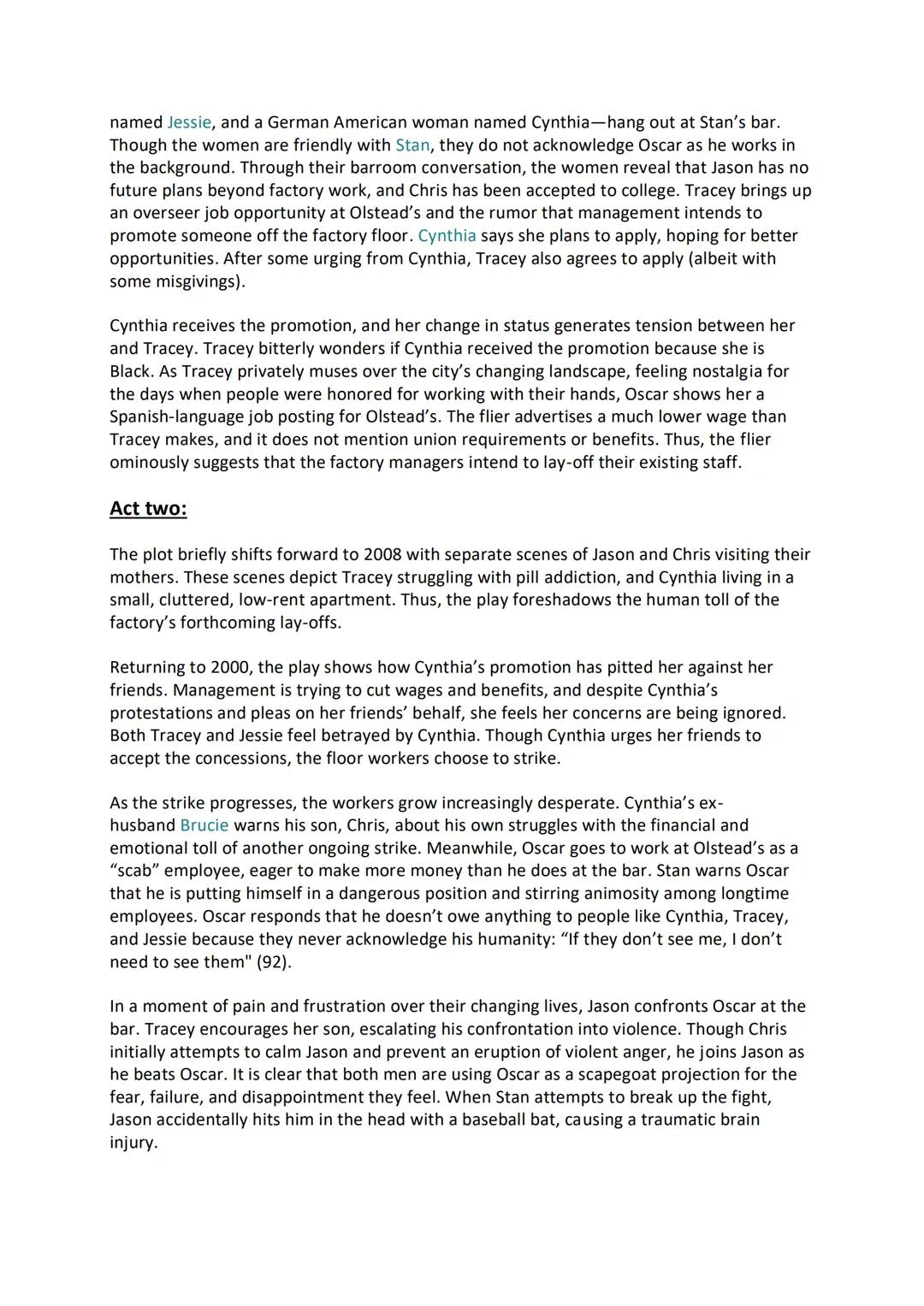 Sweat by Lynn Nottage

Topics and issues depicted in the play:
-alcoholism
-drug abuse
-Working class disillusionment
-racism
-social discri