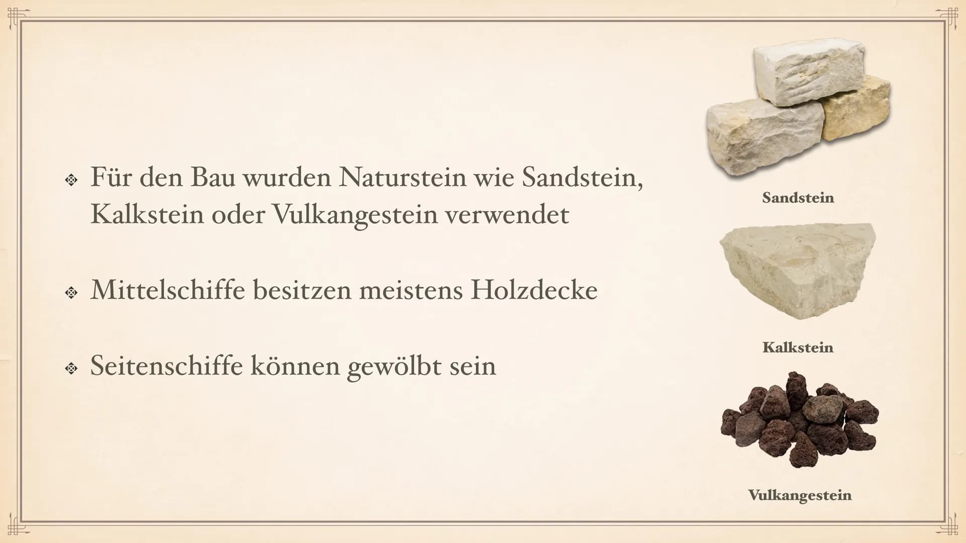 ROMANIK F
> Allgemeine Daten
◆ Dauer der Epoche
→ Stilphasen
Vorromanik
INHALTSVERZEICHNIS
• Merkmale der Epoche
Architektur
Pfeiler & Säule