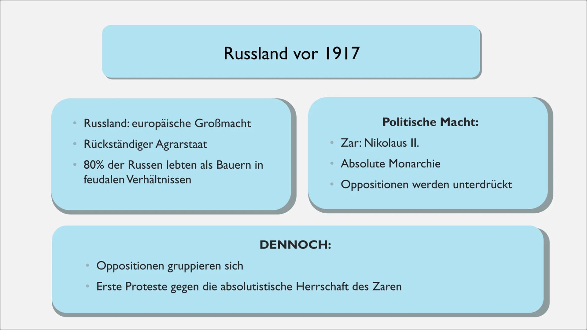 Дики
пать
ЗАЩИТНИКАМЪ СВОБОДЫ
и Народного міра,
RUSSISCHE REVOLUTION
Vom Zarenreich zur Sowjetunion
(1917-1923) ●
●
Russland vor 1917 (Ursac