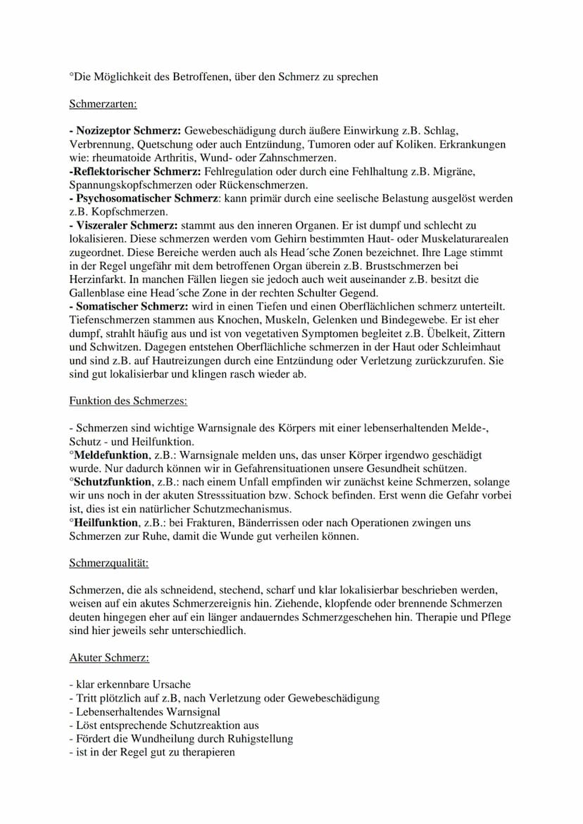 Schmerz Management
Definition:
Schmerz ist ein unangenehmes Sinns- und Gefühlserlebnis, das mit
aktueller oder potenzieller Gewebeschädigung