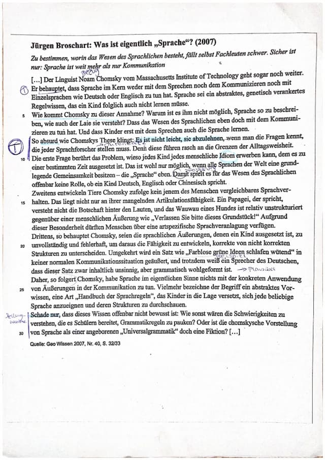 Know Deutsch LK Klausur Sachtextvergleich zum Thema Spracherwerbstheorie,  thumbnail