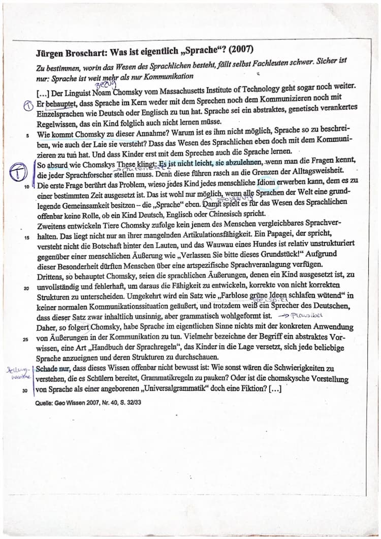 Know Deutsch LK Klausur Sachtextvergleich zum Thema Spracherwerbstheorie,  thumbnail