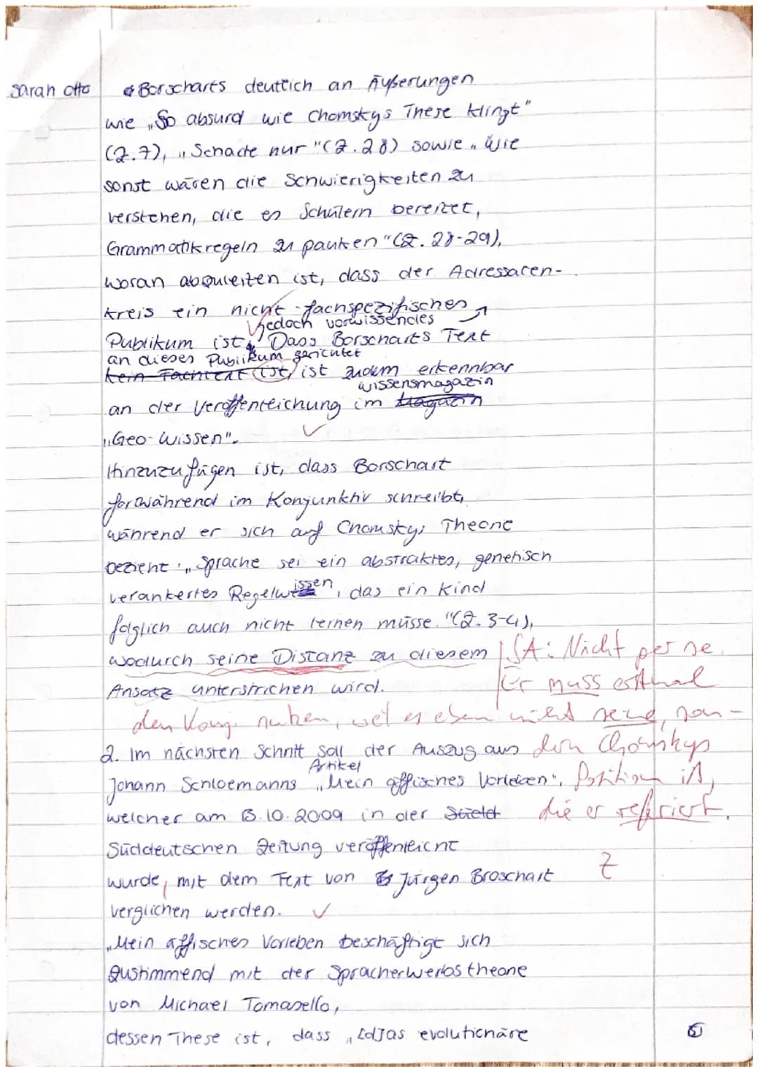 O
5
10
15
Zweitens entwickeln Tiere Chomsky zufolge kein jenem des Menschen vergleichbares Sprachver-
halten. Das liegt nicht nur an ihrer m