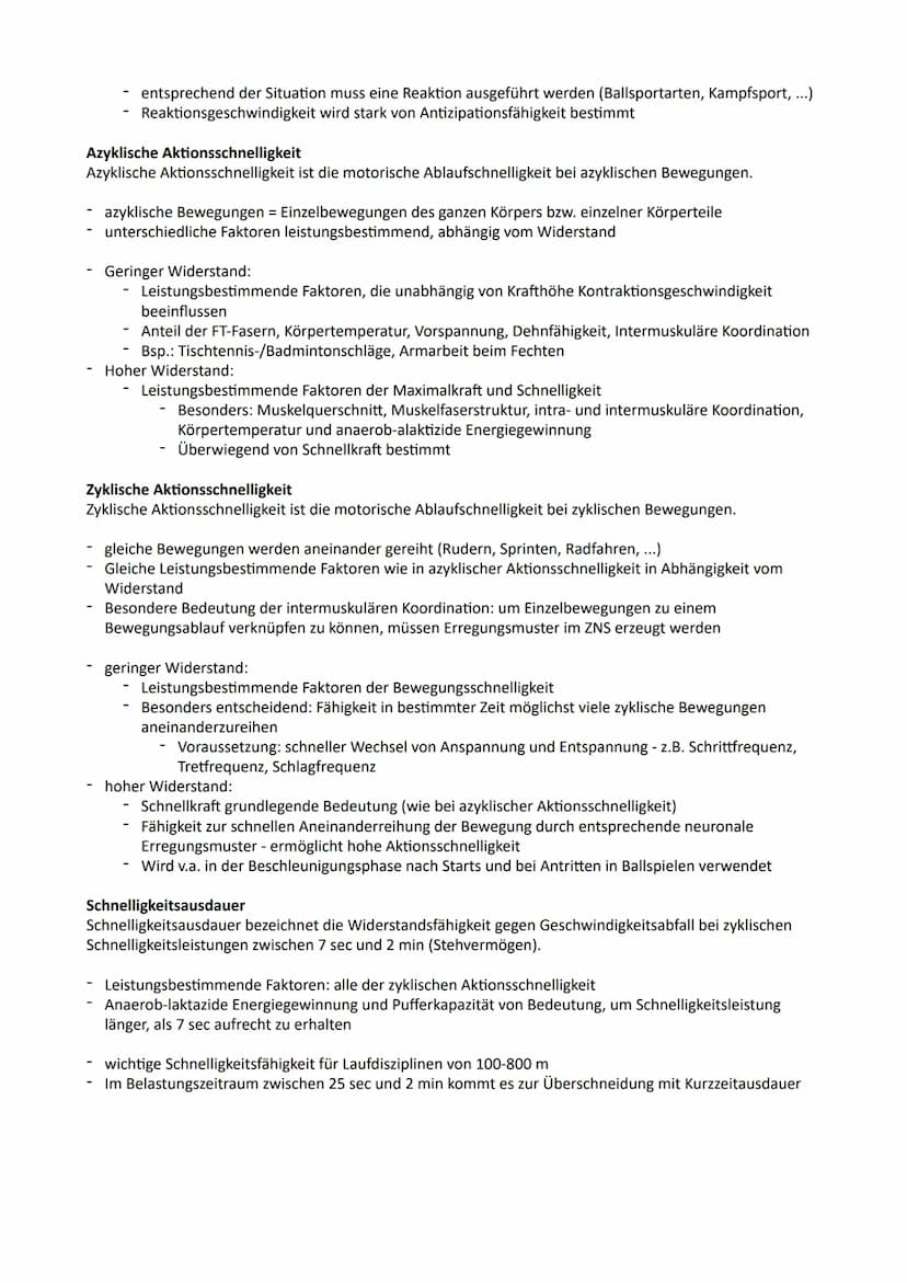 SCHNELLIGKEIT
1. Bedeutung der Schnelligkeit
Schnelligkeit ist die Fähigkeit des Nerv-Muskel-Systems, motorische Aktionen in einem unter den