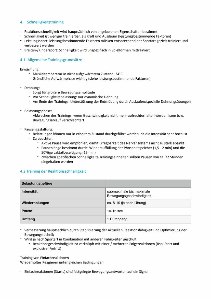 SCHNELLIGKEIT
1. Bedeutung der Schnelligkeit
Schnelligkeit ist die Fähigkeit des Nerv-Muskel-Systems, motorische Aktionen in einem unter den