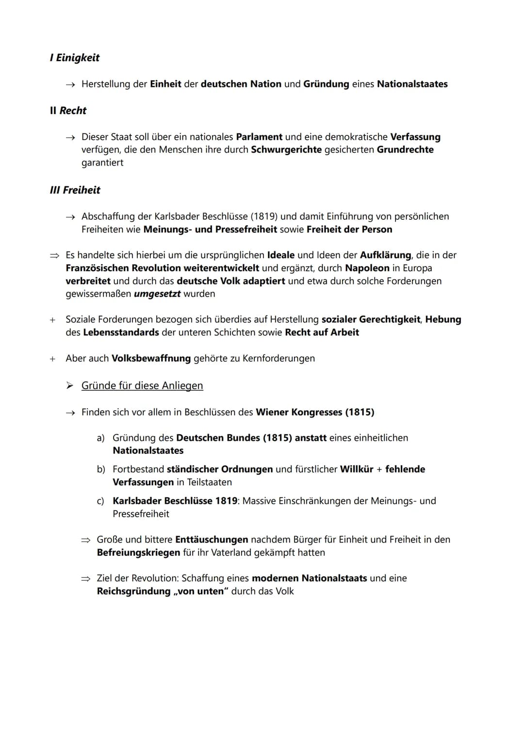 VORMÄRZ
Nationalismus, Liberalismus, Restauration:
Politische und wirtschaftliche/soziale Ursachen der
Revolution, Ziele und Träger der Revo