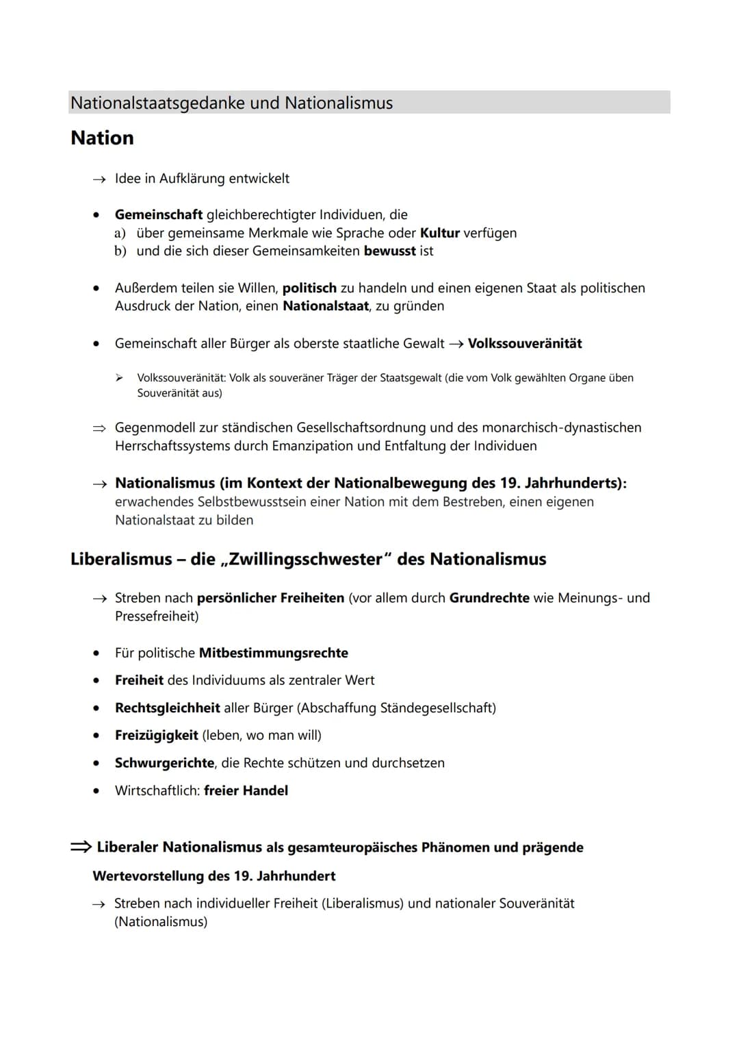 VORMÄRZ
Nationalismus, Liberalismus, Restauration:
Politische und wirtschaftliche/soziale Ursachen der
Revolution, Ziele und Träger der Revo