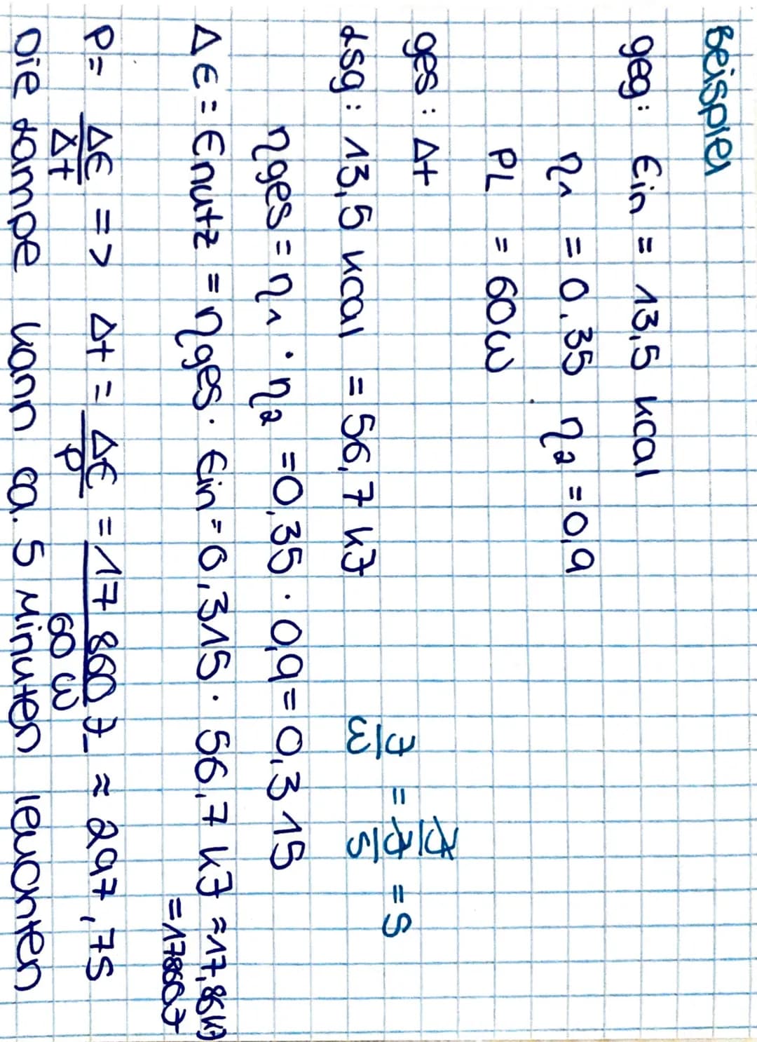 Deistung
Wenn in At AE übertragen wird gilt
P= AE
€
41
Formelzeichen: P
Einheit: [P] =^3 = 1W (Watt)
13
Zusammen nang wirkungsgrad 2
= Enutz