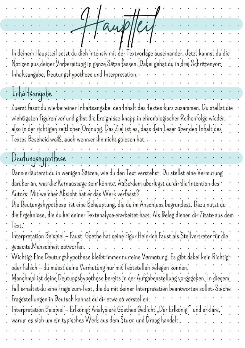 Interpretation schreiben
Bei einer Interpretation versuchst du, die Bedeutung und die Wirkung eines Textes nachzuvollziehen. Deshalb
bezeich