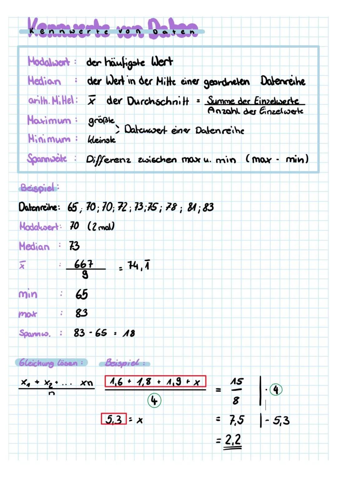 # Kennwerte von Daten

Modalwert der häufigste Wert

Median : der Wert in der Mitte einer geordneten Datenreihe

arith. Mi Hel: $\overline{x