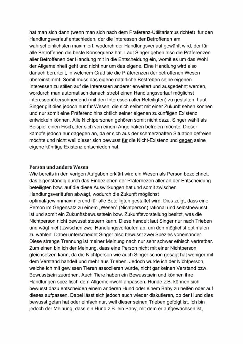Ethik GK Q2
18.03.2020
Jonna Jaschke
Peter Singer - Präferenz-Utilitarismus
Begriffe
Peter Singer hat den Menschen mit zwei verschiedenen Be