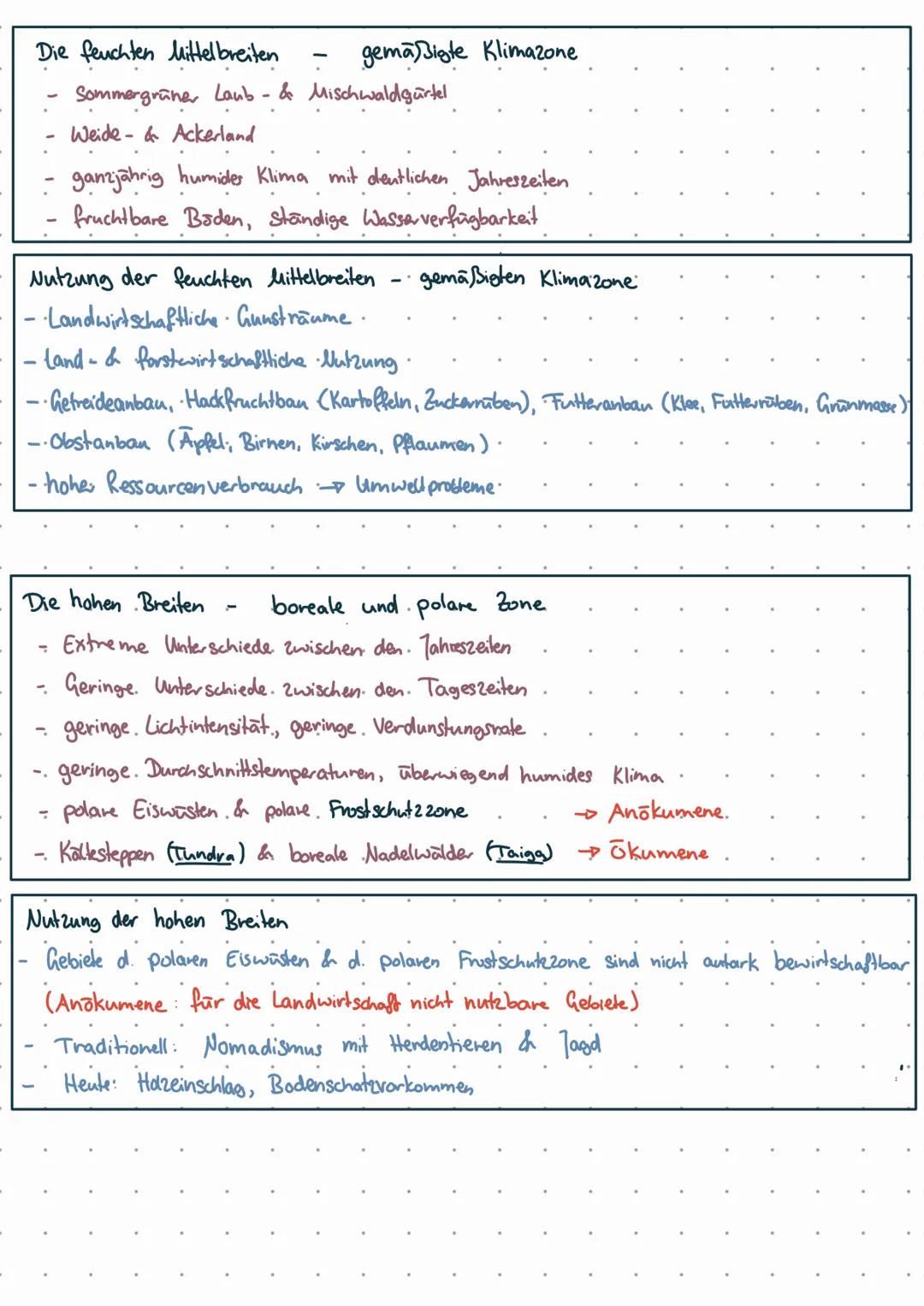 Geozonen & Agrargeographie
Tropen: Immerfeuchte Tropen
●
●
(Desertifikation)
Wüsten und Halbwüsten
↳ Nutzung der Wüsten
Subtropen/trockene M