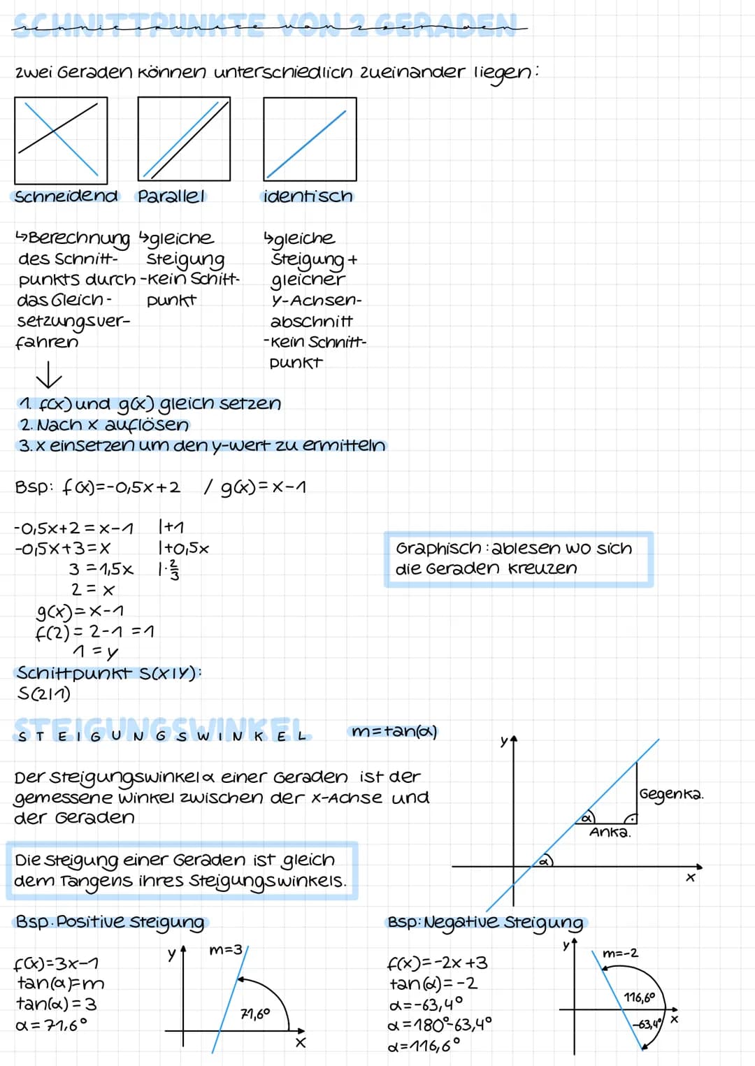 LINEARE FUNKTIONEN
Allgemeine Form/Lineare Geradengleichung
f(x)=mx+b
m=steigung b=y-Achsenabschnitt
Aufstellen einer Geradengleichung
Fall 