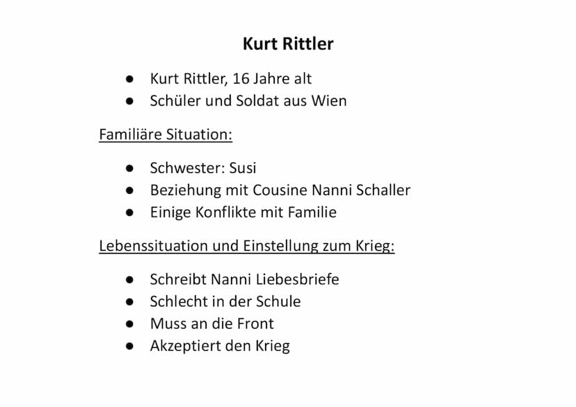 Unter der Drachenwand
Veit Kolbe
Veit Kolbe
24 Jahre alt
● Soldat der Wehrmacht
• Wien
• Abitur
Familiäre Situation:
Familie trauert um vers