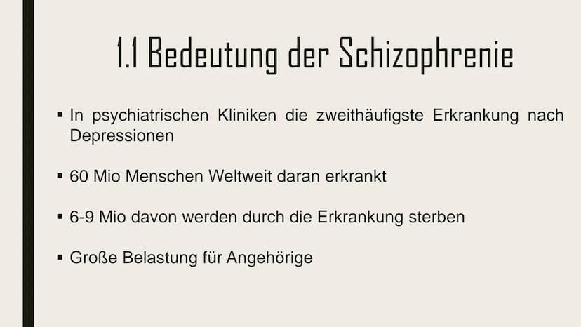 Schizophrenie Leral Schizophrenie - Übersicht
1.Was ist Schizophrenie ?
2.Symptomatik
3. Varianten
4.Auslöser
5.Behandlung
6. Quellen 1.Was 