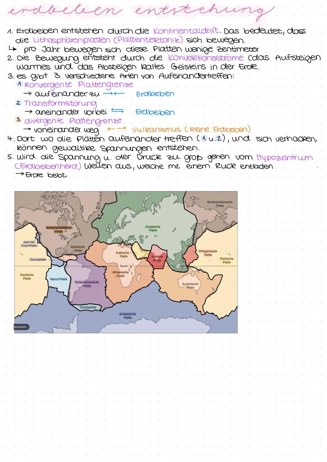 # erdbeben entstehung.

1. Erdbeben entstehen durch die Kontinentaldrift. Das bedeutet, dass
die Lithosphärenplatten (Plattentektonik) sich 