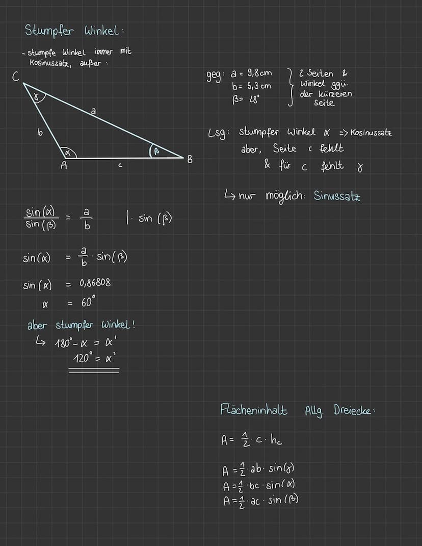 Rechtwinkliges Dreieck
Sinus:
ges.
Gegenkathete d.
Hypotenuse
XX
Hypotenuse
Gegenkathete a= 2 cm
a
c = 4cm
Hypotenuse
Kosinus.
Ankathete d. 
