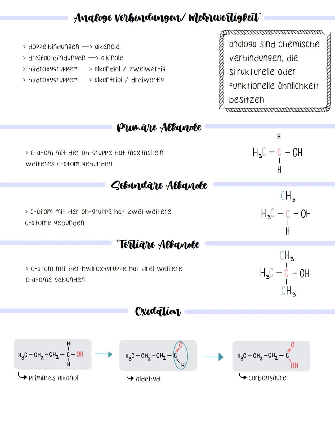 Eigenschaften
1. Zwischenmolekulare wechselwirkungen
> hydroxygruppe baut wasserstoffbindungen auf; liPOPhob, hydrophil
> organischer rest b