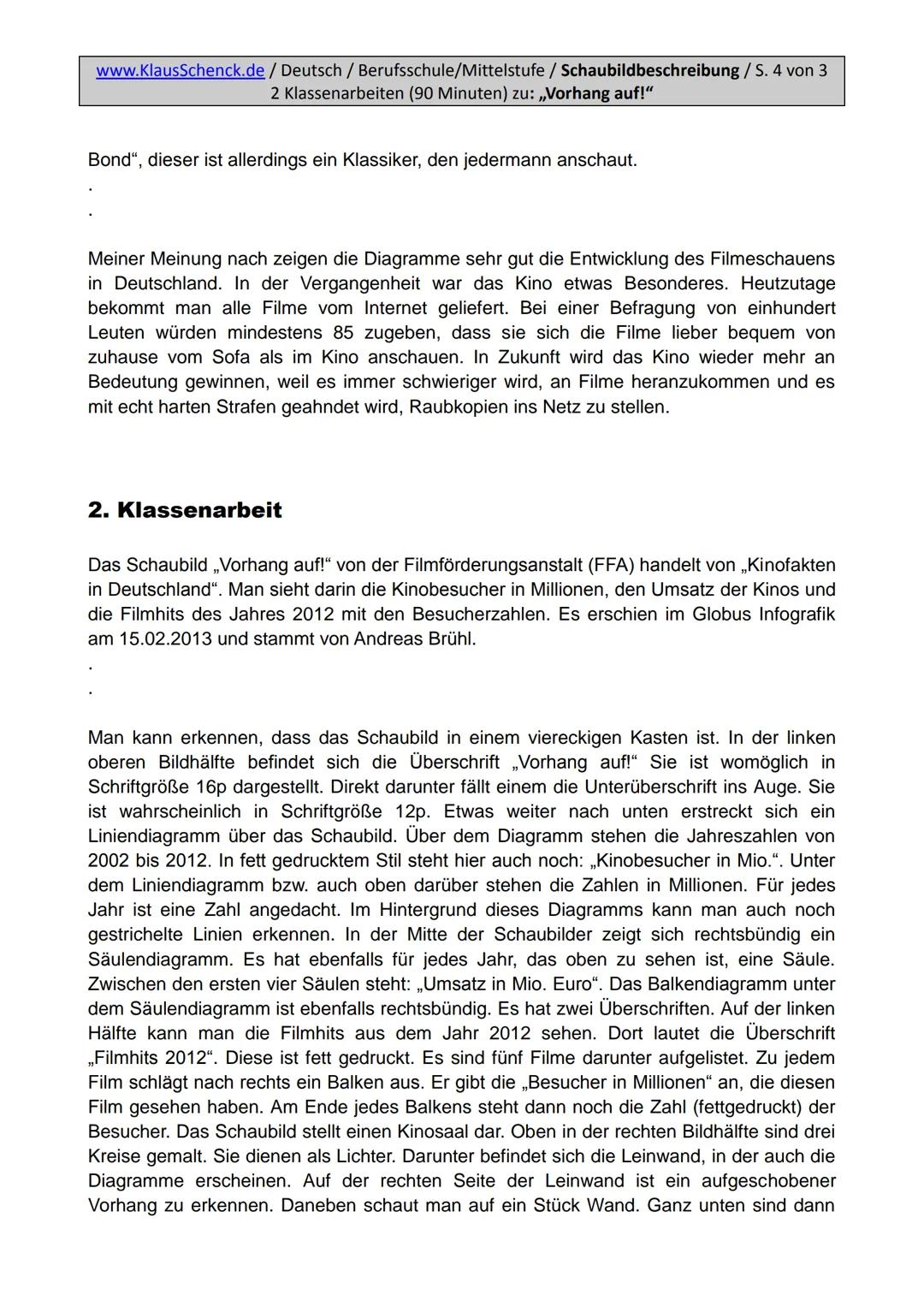 www.KlausSchenck.de / Deutsch / Berufsschule/Mittelstufe / Schaubildbeschreibung / S. 1/5
extrem ausführliche und differenzierte Hausaufgabe