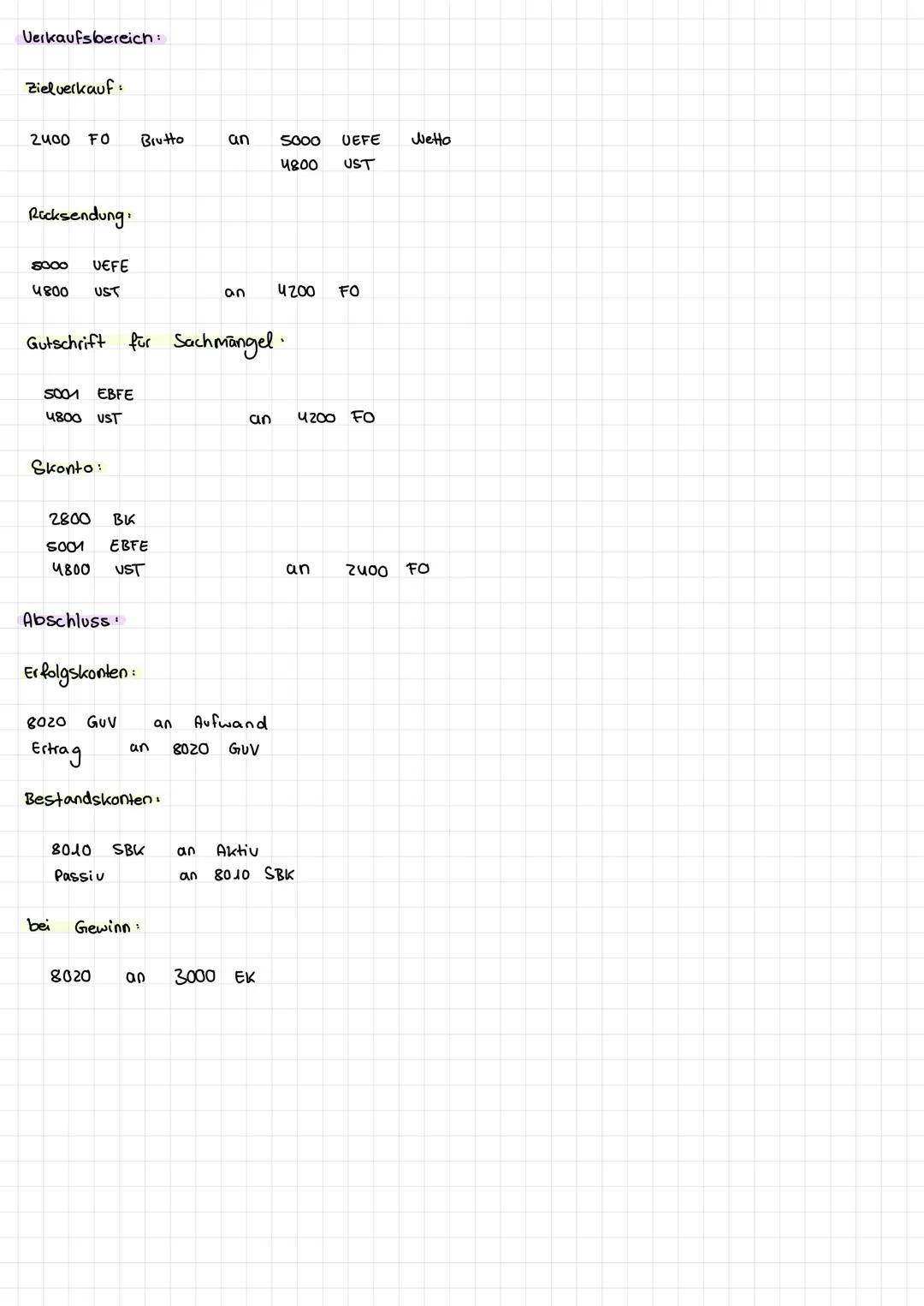 Einkaufsbereich:
Zielkauf
6000 Aw(R)
2600 VORST
Nebenkosten (einzeln)
6001
Bzk (R)
2600 VORST
Nebenkosten (mit Eingangsrechnung)
6000 Aw(R)
