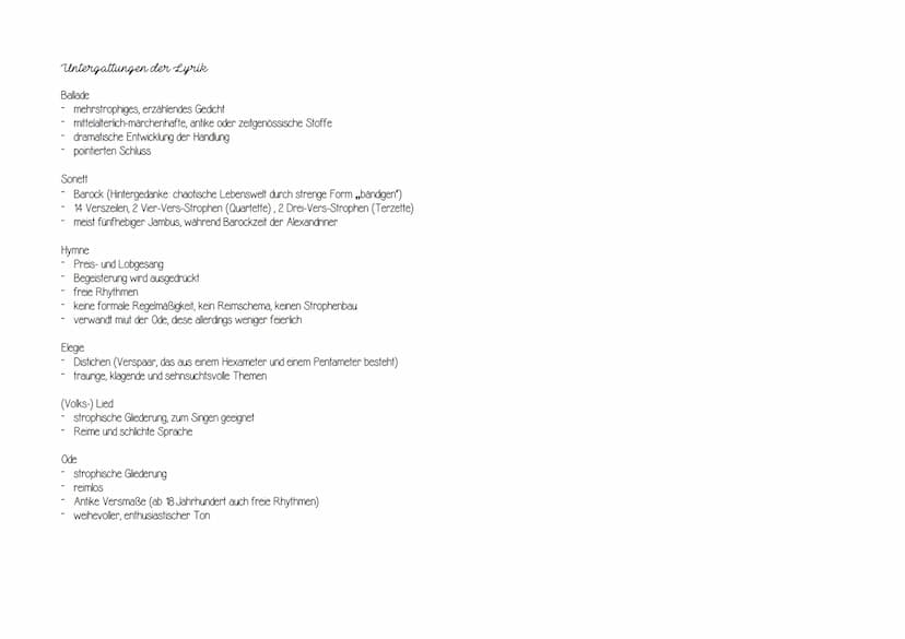 RICHTUNGEN DER LYRIK
Naturlyrik
Dabei handelt es sich um eine Sammelbezeichnung für alle Formen der Lyrik, deren
Zentralmotive Naturerschein