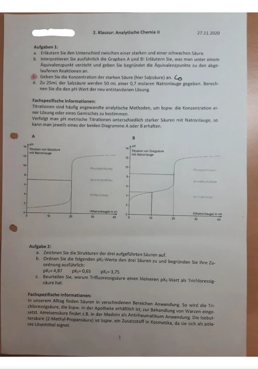 12
10-
8-
6-
4.
2-
0-
0
Aufgaben 1:
a. Erläutern Sie den Unterschied zwischen einer starken und einer schwachen Säure,
b. Interpretieren Sie