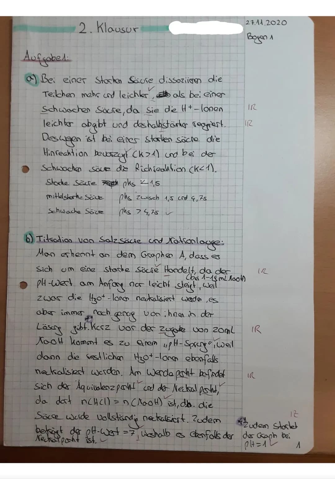 12
10-
8-
6-
4.
2-
0-
0
Aufgaben 1:
a. Erläutern Sie den Unterschied zwischen einer starken und einer schwachen Säure,
b. Interpretieren Sie