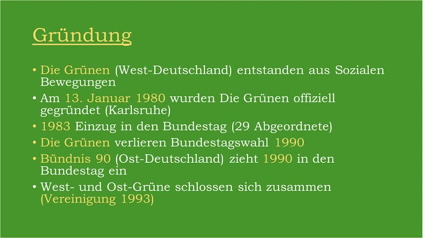 BÜNDNIS 90
DIE GRÜNEN Inhaltsverzeichnis
●
●
●
●
●
●
Steckbrief der Partei
Gründung
Grundwerte
Mitglieder
●
Parteivertreter
Wahlergebnisse
W