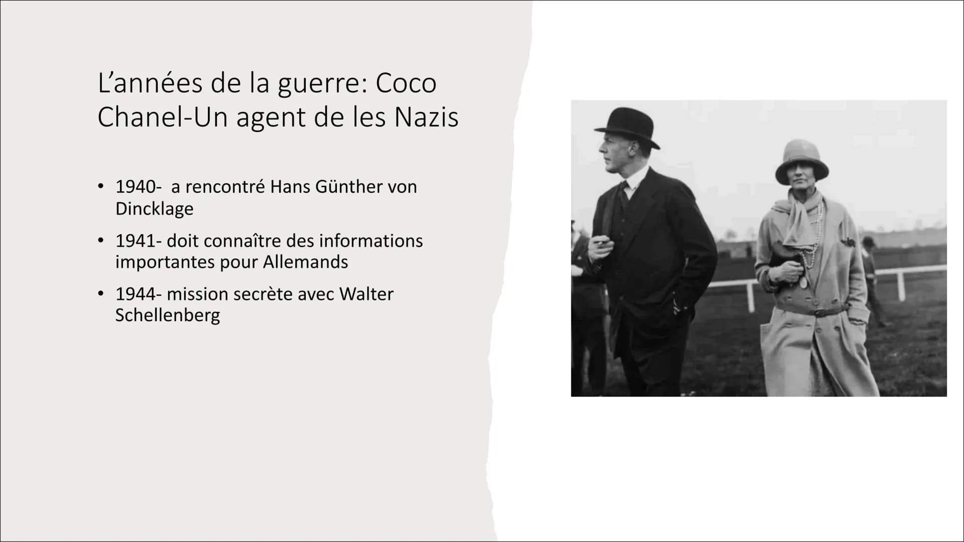 Coco Chanel
<<Je ne fais pas de mode. Je
suis la mode.>>
Coco Chanel
●
● Contenu
●
●
●
L'années de succès
Les années de la guerre
Les années