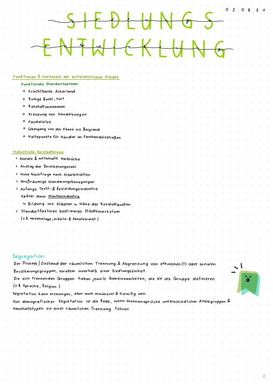 --SIEDLUNGS
ENTWICKLUNG
Definition:
>= Subdisziplin der Geografie
> Es geht um besiedelte Flächen + Entwicklung dieser durch diverse Prozess